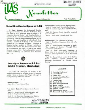 Primary view of object titled 'ILAS Newsletter, Volume 19, Number 4, January/February 1986'.