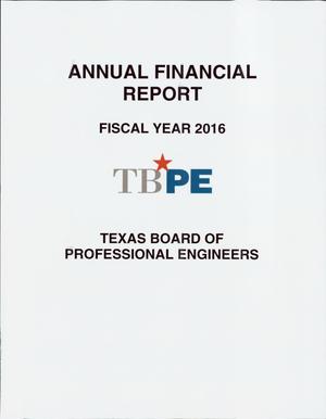 Primary view of object titled 'Texas Board of Professional Engineers Annual Financial Report: 2016'.