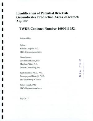 Primary view of object titled 'Identification of Potential Brackish Groundwater Production Areas - Nacatoch Aquifer'.