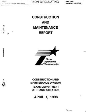 Primary view of object titled 'Texas Construction and Maintenance Report: April 1998'.