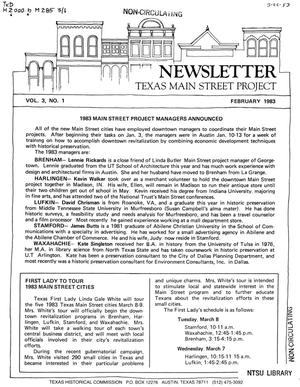 Primary view of object titled 'Texas Main Street Project Newsletter, Volume 3, Number 1, February 1983'.