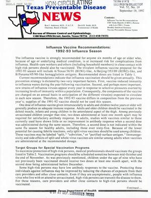 Texas Preventable Disease News, Volume 52, Number 19, September 19, 1992