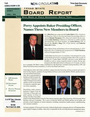 Texas State Board Report, Volume 93, November 2007
