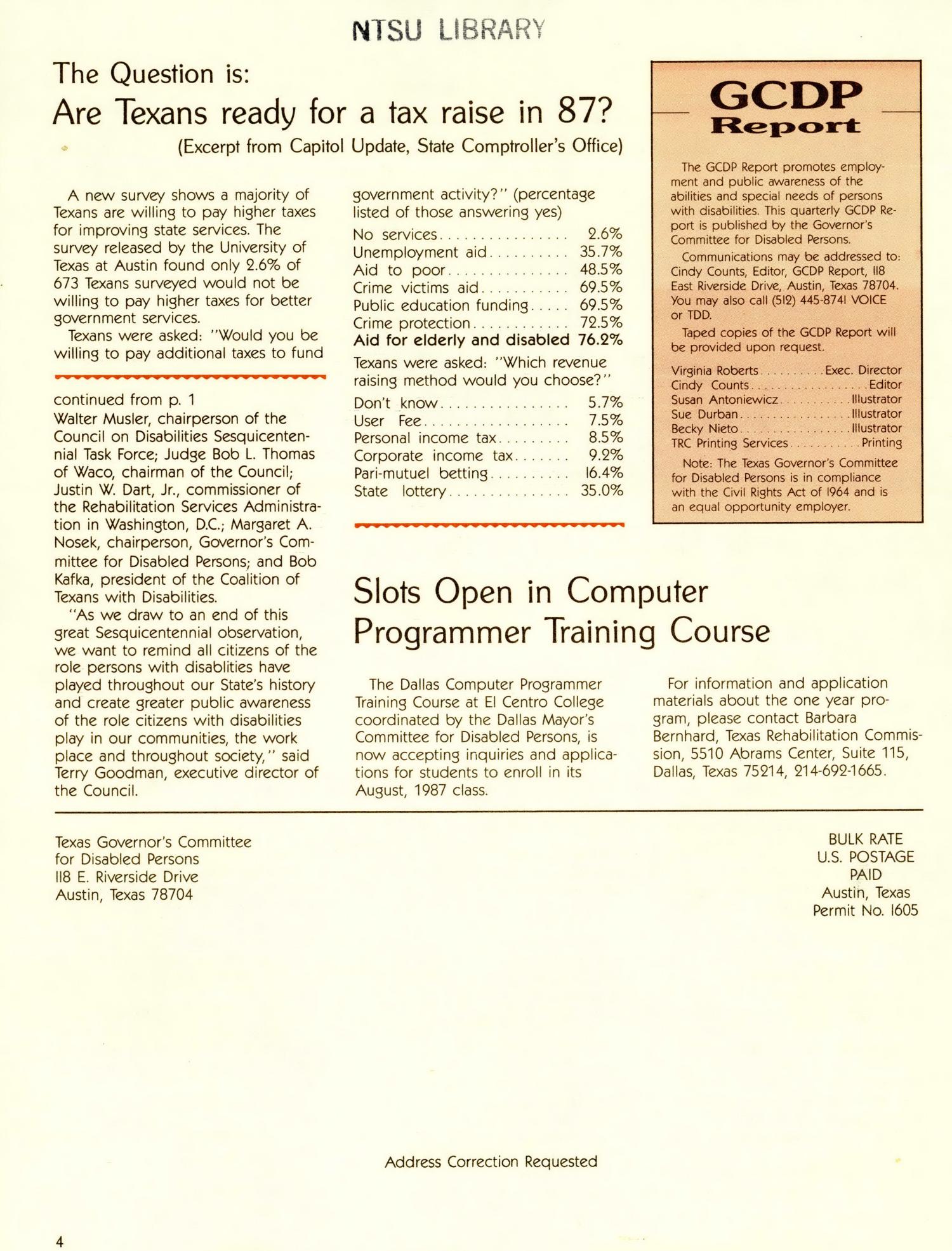 GCDP Report, Volume 87, Number 2, February 1987
                                                
                                                    Back Cover
                                                
