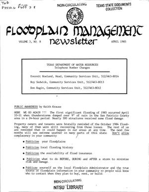 Floodplain Management Newsletter, Volume 3, Number 8, April 1985
