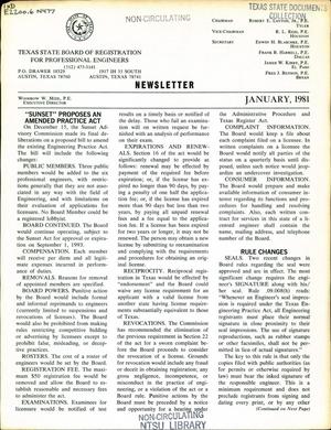 Texas State Board of Registration for Professional Engineers Newsletter, January 1981