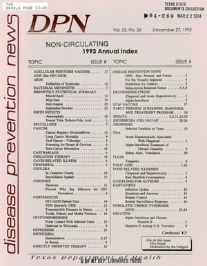 Primary view of Texas Disease Prevention News, Volume 53, Number 26, December 27, 1993