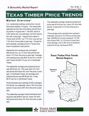 Texas Timber Price Trends, Volume 34, Number 4, July/August 2016
