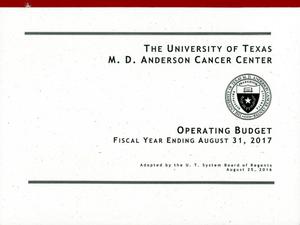 Primary view of object titled 'University of Texas M. D. Anderson Cancer Center Operating Budget: 2017'.