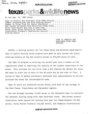 Primary view of object titled 'Texas Parks & Wildlife News, August 10, 1988'.