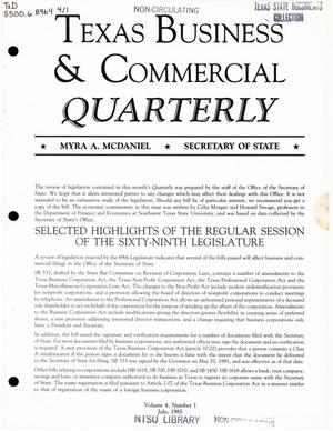 Texas Business & Commercial Quarterly, Volume 4, Number 1, July 1985