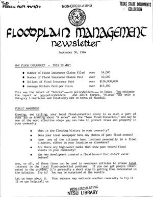 Floodplain Management Newsletter, Volume 84, Number 9, September 1984