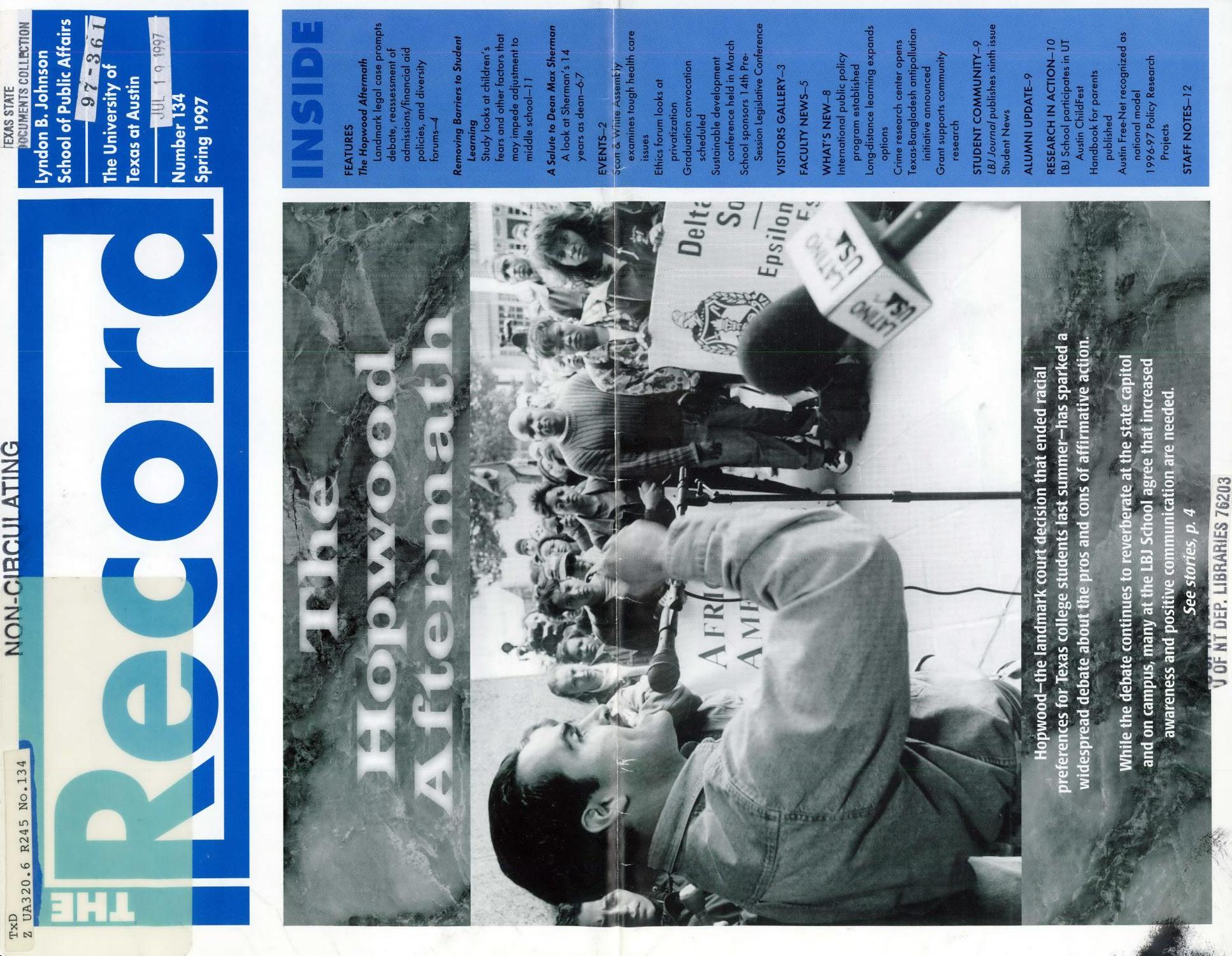 The Record, Number 134, Spring 1997
                                                
                                                    Front Cover
                                                