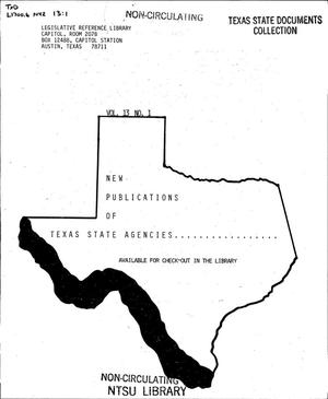 Primary view of object titled 'New Publications of Texas State Agencies, Volume 13, Number 1, [1985]'.