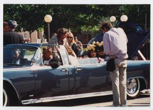 Primary view of object titled '[Actors and film crew prepare for motorcade scene in "JFK"]'.