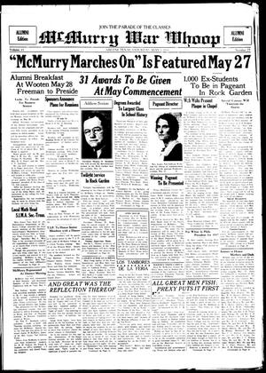 Primary view of object titled 'McMurry War Whoop (Abilene, Tex.), Vol. 13, No. 27, Ed. 1, Saturday, May 9, 1936'.
