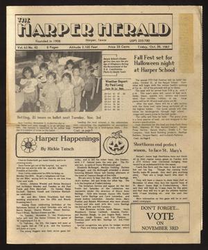 The Harper Herald (Harper, Tex.), Vol. 63, No. 43, Ed. 1 Friday, October 30, 1987