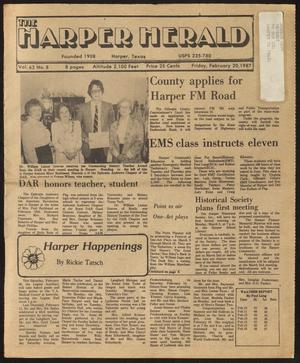 The Harper Herald (Harper, Tex.), Vol. 63, No. 8, Ed. 1 Friday, February 20, 1987