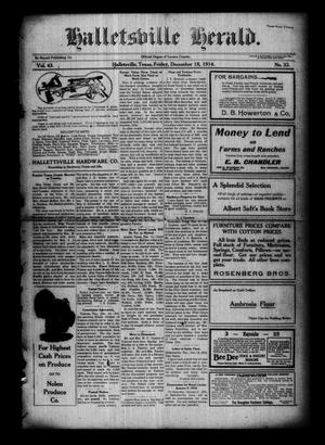 Halletsville Herald. (Hallettsville, Tex.), Vol. 43, No. 33, Ed. 1 Friday, December 18, 1914
