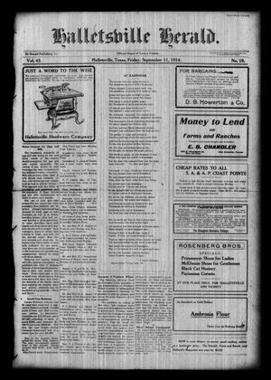 Halletsville Herald. (Hallettsville, Tex.), Vol. 43, No. 19, Ed. 1 Friday, September 11, 1914
