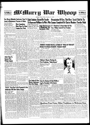 McMurry War Whoop (Abilene, Tex.), No. 6, Ed. 1, Friday, October 27, 1939