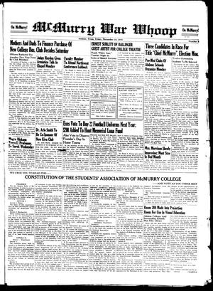 McMurry War Whoop (Abilene, Tex.), No. 8, Ed. 1, Friday, November 10, 1939