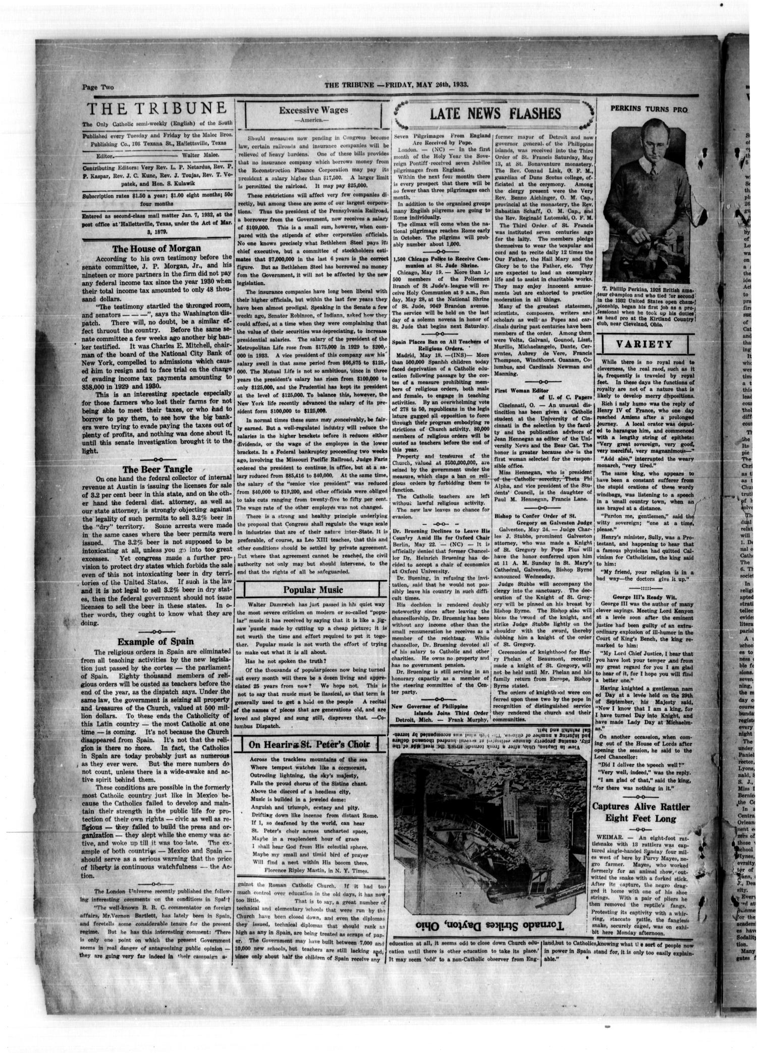 The Tribune (Hallettsville, Tex.), Vol. 2, No. 41, Ed. 1 Friday, May 26, 1933
                                                
                                                    [Sequence #]: 2 of 8
                                                
