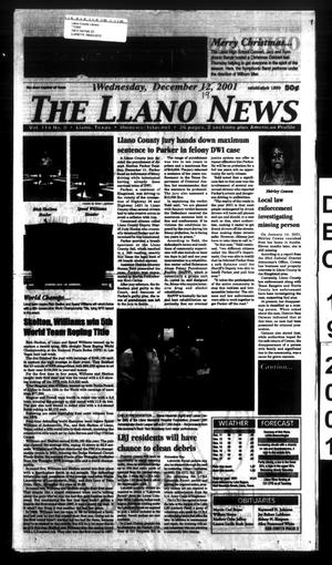Primary view of object titled 'The Llano News (Llano, Tex.), Vol. 114, No. 11, Ed. 1 Wednesday, December 19, 2001'.