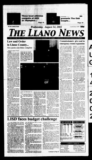 Primary view of object titled 'The Llano News (Llano, Tex.), Vol. 114, No. 45, Ed. 1 Wednesday, August 14, 2002'.