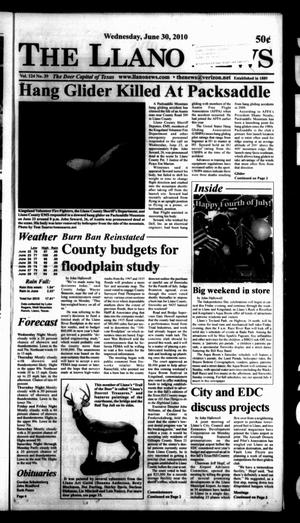 Primary view of object titled 'The Llano News (Llano, Tex.), Vol. 124, No. 39, Ed. 1 Wednesday, June 30, 2010'.