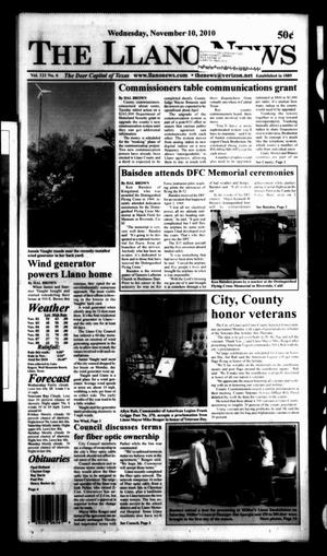 The Llano News (Llano, Tex.), Vol. 121, No. 6, Ed. 1 Wednesday, November 10, 2010
