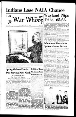 The War Whoop (Abilene, Tex.), Vol. 38, No. 20, Ed. 1, Wednesday, March 1, 1961