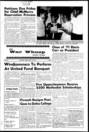The War Whoop (Abilene, Tex.), Vol. 45, No. 2, Ed. 1, Wednesday, September 20, 1967