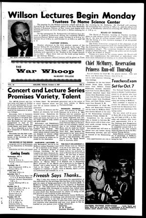 The War Whoop (Abilene, Tex.), Vol. 45, No. 4, Ed. 1, Wednesday, October 4, 1967