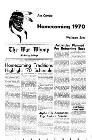 The War Whoop (Abilene, Tex.), Vol. 48, No. 8, Ed. 1, Thursday, October 29, 1970
