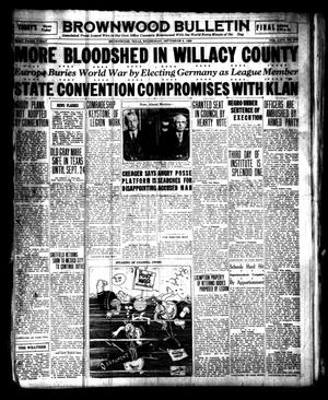 Brownwood Bulletin (Brownwood, Tex.), Vol. 26, No. 278, Ed. 1 Wednesday, September 8, 1926
