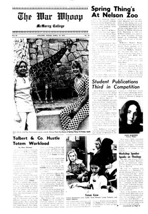 The War Whoop (Abilene, Tex.), Vol. 49, No. 25, Ed. 1, Wednesday, April 19, 1972