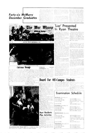The War Whoop (Abilene, Tex.), Vol. 50, No. 13, Ed. 1, Wednesday, December 6, 1972