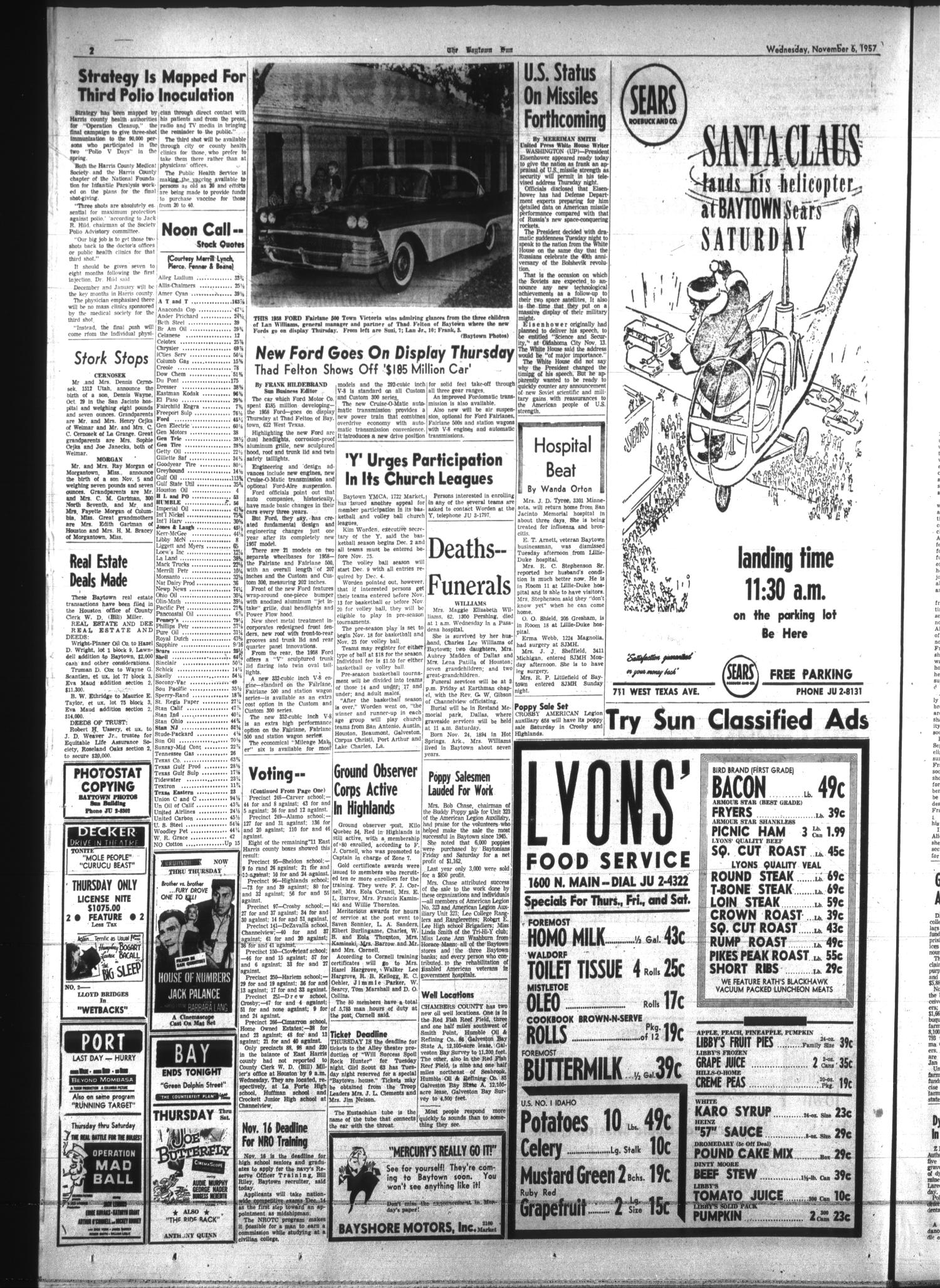 The Baytown Sun (Baytown, Tex.), Vol. 37, No. 334, Ed. 1 Wednesday, November 6, 1957
                                                
                                                    [Sequence #]: 2 of 12
                                                