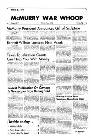 McMurry War Whoop (Abilene, Tex.), Vol. 56, No. 17, Ed. 1, Thursday, March 8, 1979