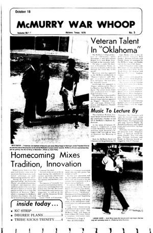 McMurry War Whoop (Abilene, Tex.), Vol. 57, No. 5, Ed. 1, Thursday, October 18, 1979