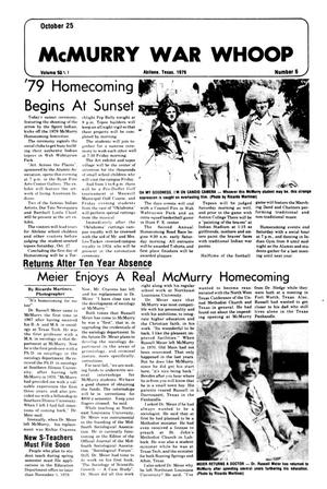 McMurry War Whoop (Abilene, Tex.), Vol. 57, No. 6, Ed. 1, Thursday, October 25, 1979
