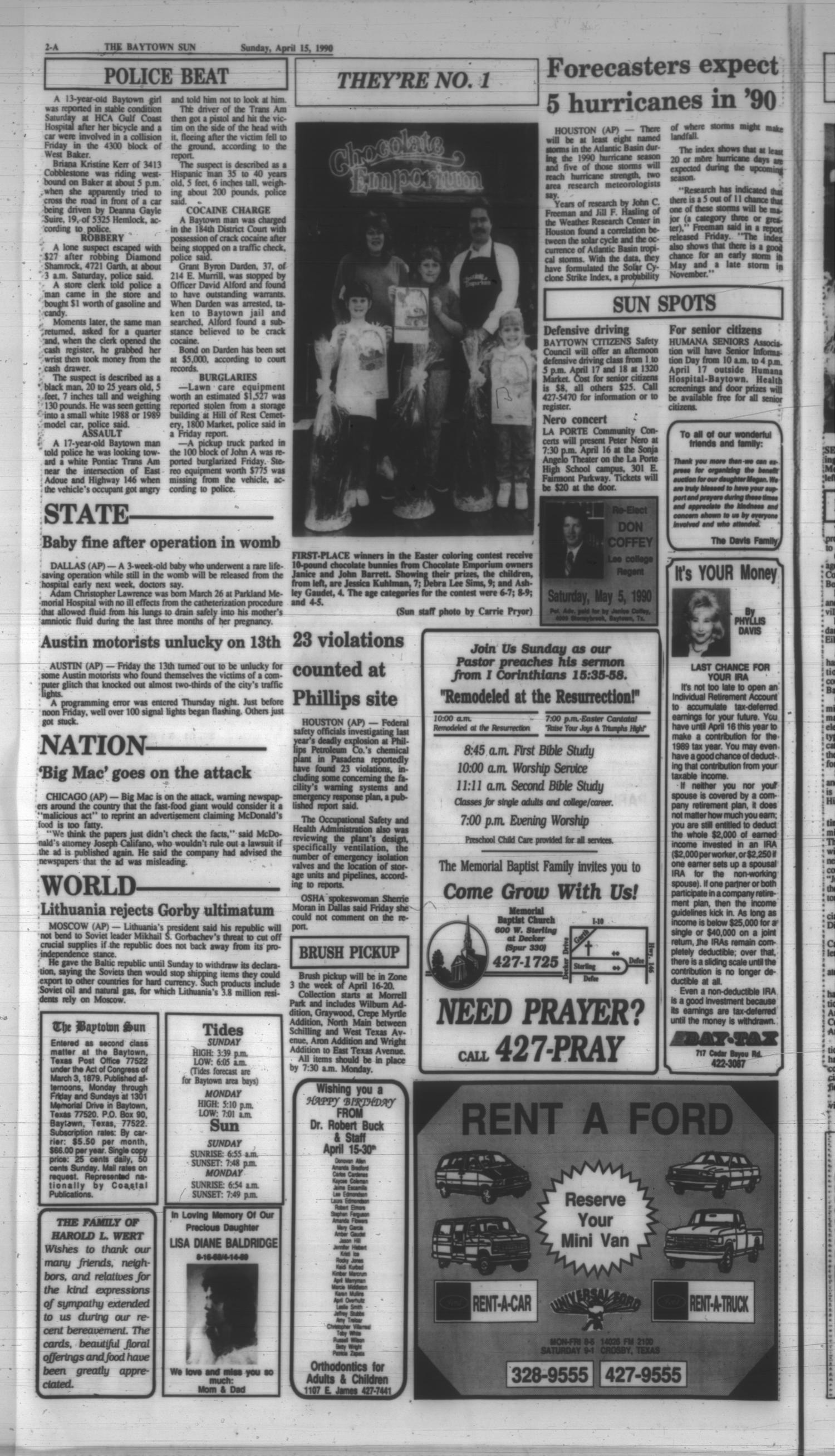 The Baytown Sun (Baytown, Tex.), Vol. 68, No. 142, Ed. 1 Sunday, April 15, 1990
                                                
                                                    [Sequence #]: 2 of 27
                                                