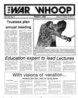 The War Whoop (Abilene, Tex.), Vol. 62, No. 11, Ed. 1, Friday, March 1, 1985