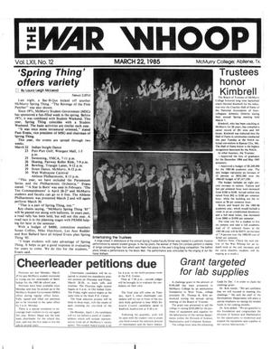The War Whoop (Abilene, Tex.), Vol. 62, No. 12, Ed. 1, Friday, March 22, 1985