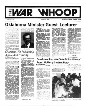 Primary view of object titled 'The War Whoop (Abilene, Tex.), Vol. 64, No. 2, Ed. 1, Friday, September 12, 1986'.