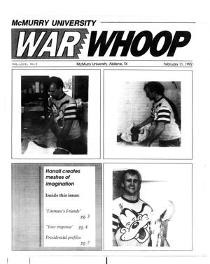 McMurry University War Whoop (Abilene, Tex.), Vol. 69, No. 8, Ed. 1, Tuesday, February 11, 1992