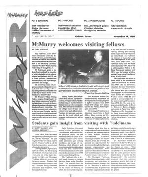 McMurry University War Whoop (Abilene, Tex.), Vol. 72, No. 7, Ed. 1, Monday, November 14, 1994