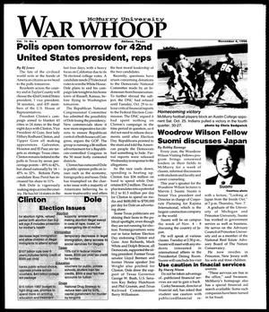 McMurry University War Whoop (Abilene, Tex.), Vol. 74, No. 6, Ed. 1, Monday, November 4, 1996