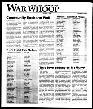 McMurry University War Whoop (Abilene, Tex.), Vol. 74, No. 10, Ed. 1, Monday, February 10, 1997